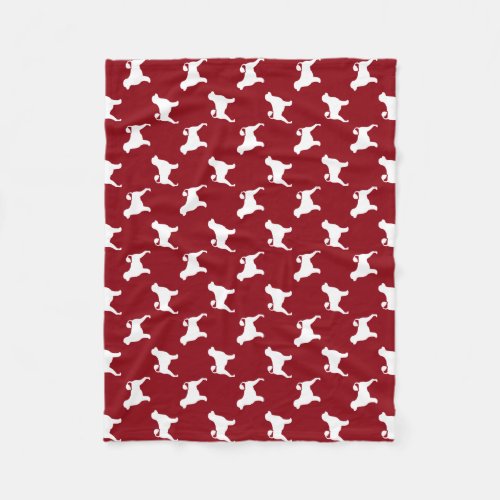 Portuguese Water Dog Silhouettes Red and White Fleece Blanket