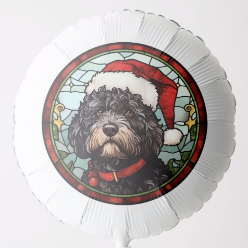 Portuguese Water Dog Stained Glass Christmas Balloon