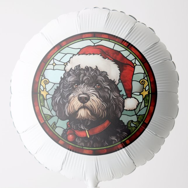 Portuguese Water Dog Stained Glass Christmas Balloon (Front)
