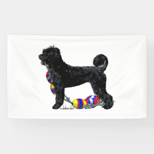 Portuguese Water Dog Standing with Float Line Banner