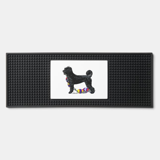 Portuguese Water Dog Standing with Float Line  Bar Mat (Front)