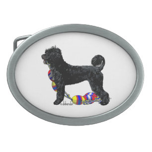 Portuguese Water Dog Standing with Float Line Belt Buckle