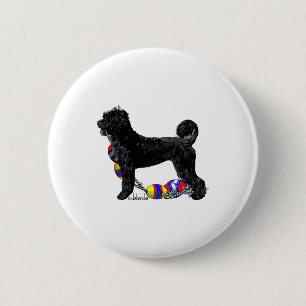 Portuguese Water Dog Standing with Float Line Button