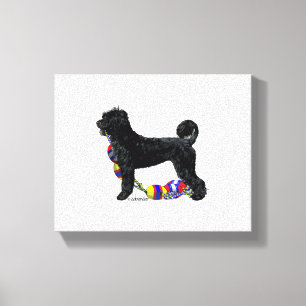 Portuguese Water Dog Standing with Float Line Canvas Print