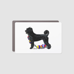 Portuguese Water Dog Standing with Float Line Car Magnet