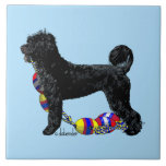 Portuguese Water Dog Standing with Float Line Ceramic Tile