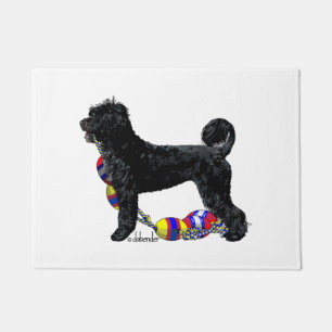 Portuguese Water Dog Standing with Float Line  Doormat