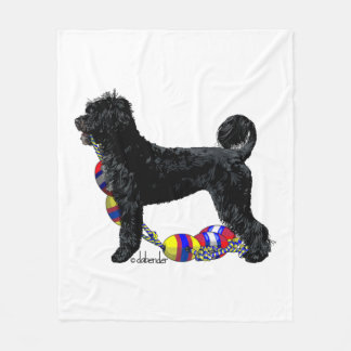 Portuguese Water Dog Standing with Float Line Fleece Blanket