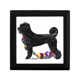 Portuguese Water Dog Standing with Float Line Gift Box