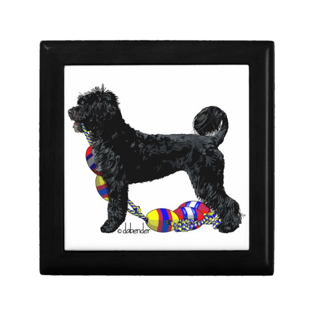 Portuguese Water Dog Standing with Float Line  Gift Box (Front)