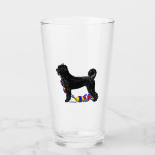 Portuguese Water Dog Standing with Float Line Glass