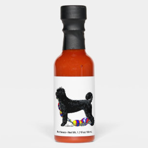 Portuguese Water Dog Standing with Float Line Hot Sauces