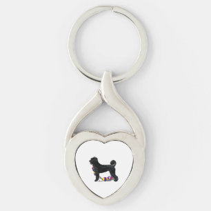 Portuguese Water Dog Standing with Float Line Keychain