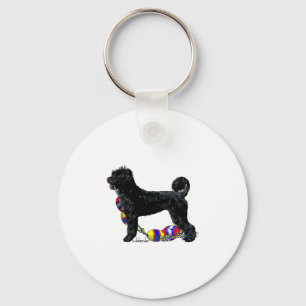 Portuguese Water Dog Standing with Float Line Keychain