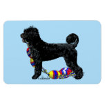Portuguese Water Dog Standing with Float Line Magnet