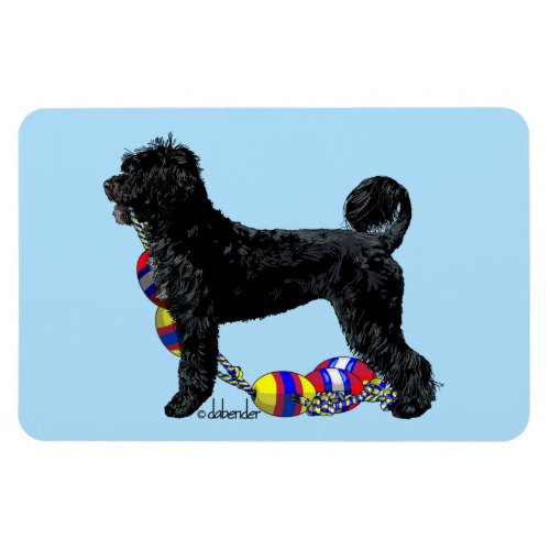 Portuguese Water Dog Standing with Float Line Magnet