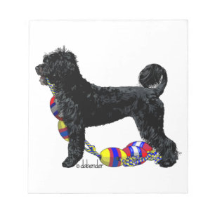 Portuguese Water Dog Standing with Float Line Notepad