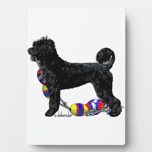 Portuguese Water Dog Standing with Float Line Plaque (Front)