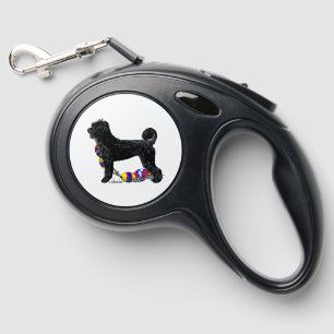 Portuguese Water Dog Standing with Float Line Retractable Pet Leash