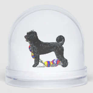 Portuguese Water Dog Standing with Float Line Snow Globe