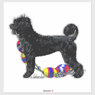 Portuguese Water Dog Standing with Float Line Sticker