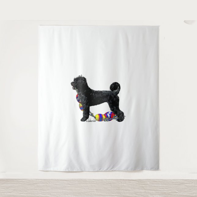 Portuguese Water Dog Standing with Float Line  Tapestry (Front)