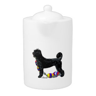 Portuguese Water Dog Standing with Float Line  Teapot