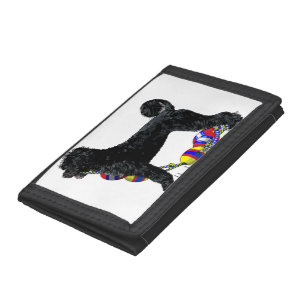 Portuguese Water Dog Standing with Float Line Tri-fold Wallet