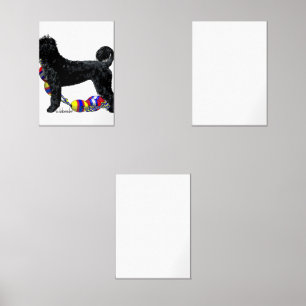 Portuguese Water Dog Standing with Float Line Wall Art Sets