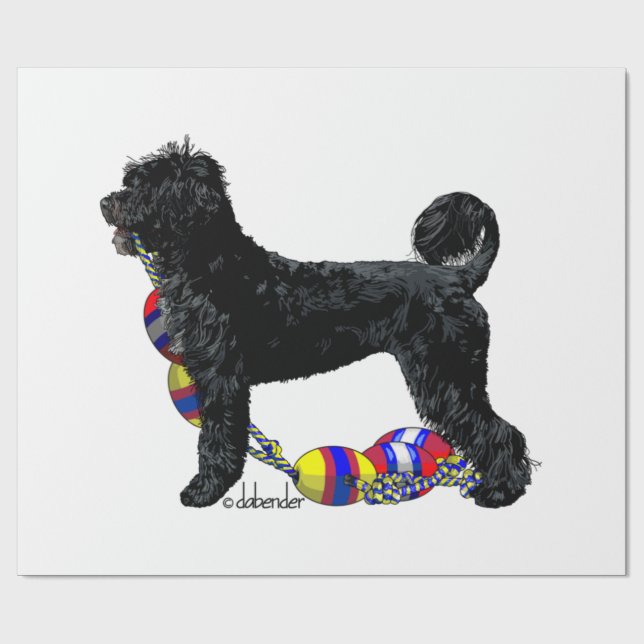 Portuguese Water Dog Standing with Float Line Wrapping Paper (Flat)