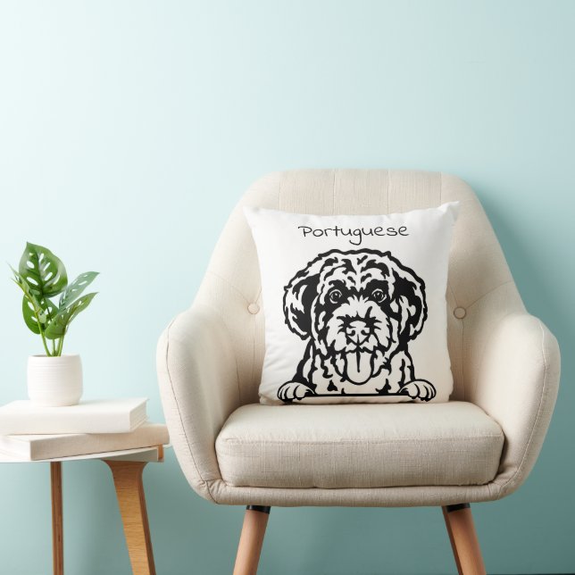 Portuguese Water  dog Throw Pillow (Chair)