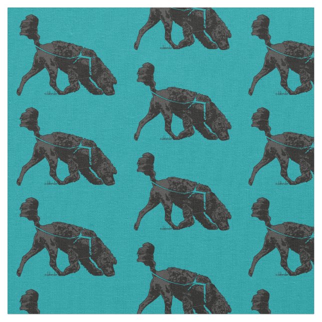 Portuguese Water Dog - Track / Scent Turquoise 2" Fabric (Close Up)