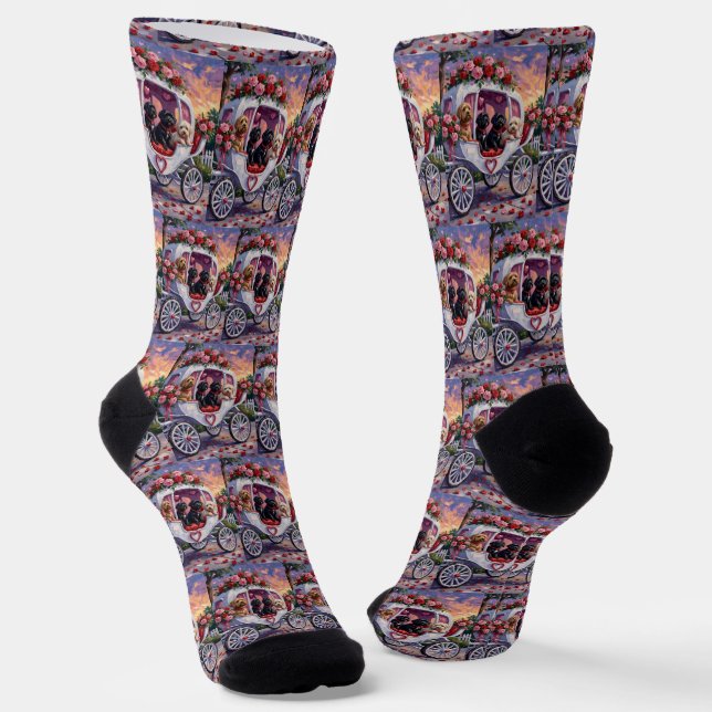 Portuguese Water Dog Valentine's Day Socks (Angled)