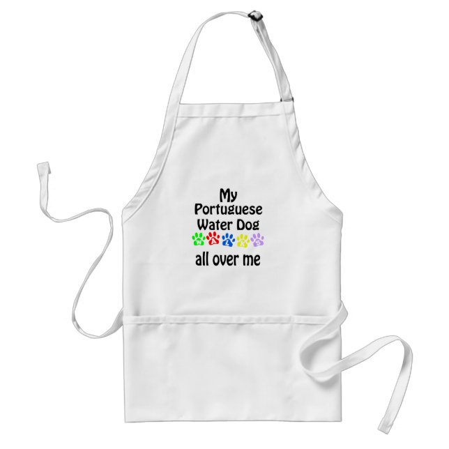 Portuguese Water Dog Walks Design Adult Apron (Front)