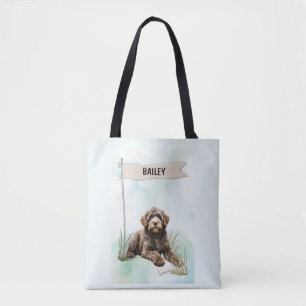 Portuguese Water Dog Watercolor Personalized Dog Tote Bag
