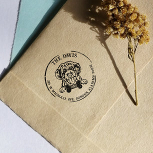 Portuguese Waterdog Family Return Address Rubber Stamp