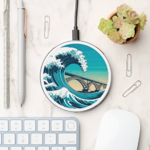 Portuguese Wave & Bridge Coastal Art Wireless Char