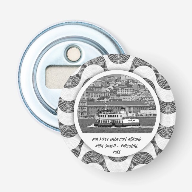 Portuguese waves cobblestone First Vacation   Bottle Opener (Front)