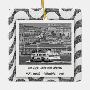 Portuguese waves cobblestone First Vacation   Ceramic Ornament