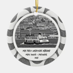 Portuguese waves cobblestone First Vacation Ceramic Ornament