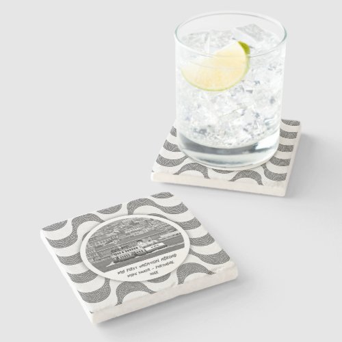 Portuguese waves cobblestone First Vacation   Stone Coaster