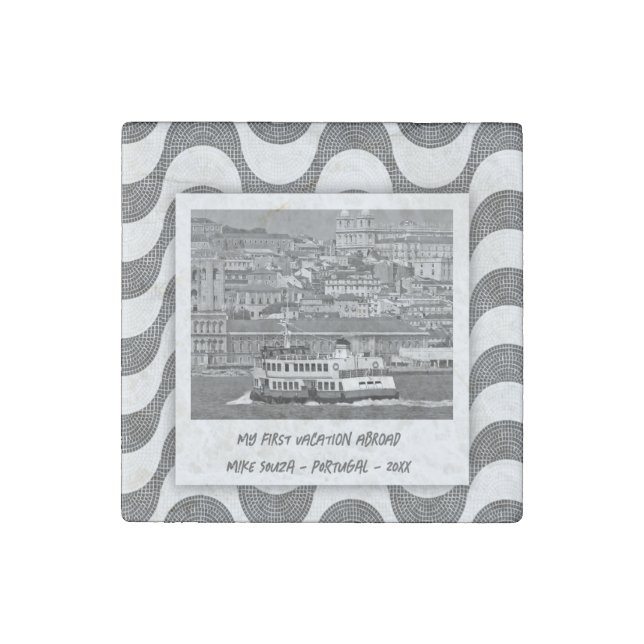Portuguese waves cobblestone First Vacation   Stone Magnet (Front)