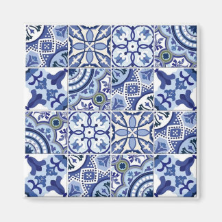 Portuguese White and White Tiles Magnet