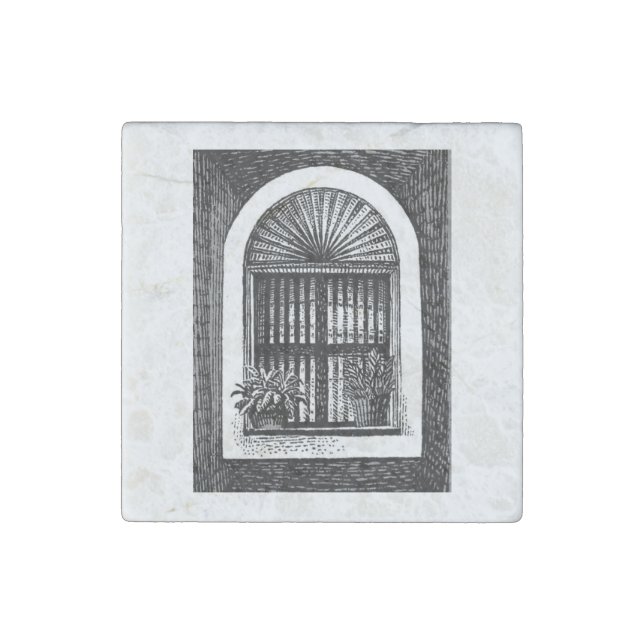 Portuguese Window  Stone Magnet (Front)