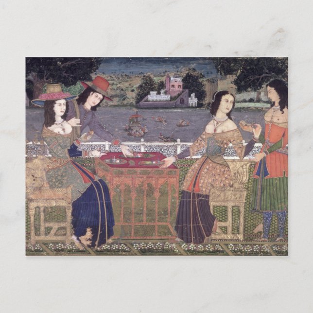 Portuguese women eating a meal, Goa Postcard (Front)