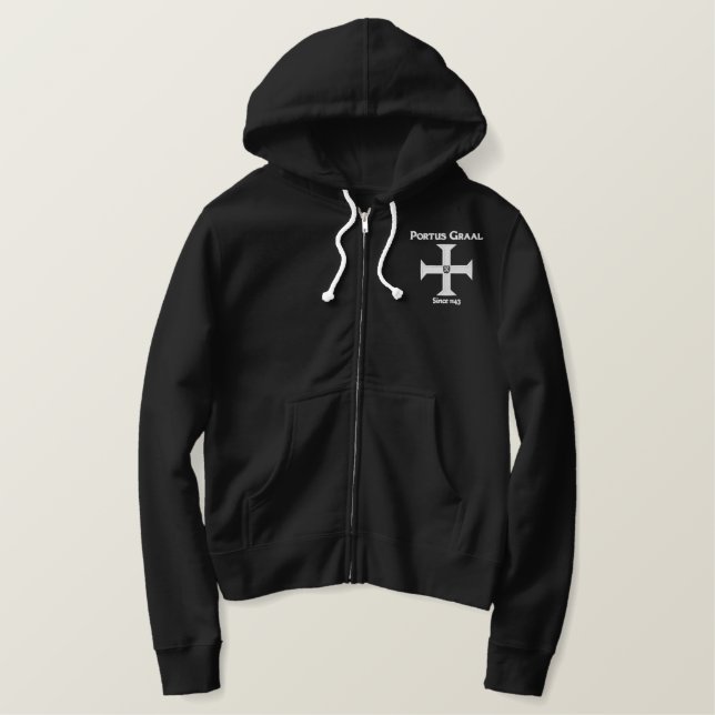 Portus Graal - Jacket Embroidered Hoodie (Design Front)