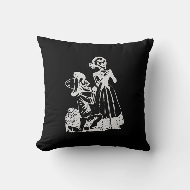 Posada Calavera Courting on Bended Knee Throw Pillow (Front)