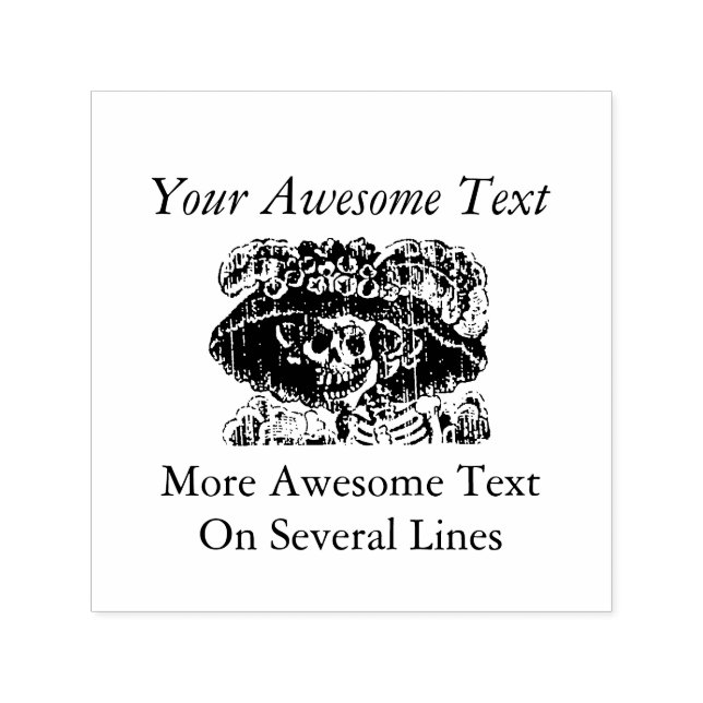 Posada Calavera Skull catrina Letterpress Style Self-inking Stamp (Design)