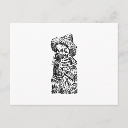 Posada Calavera with Mustache and Tequila Postcard