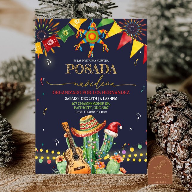 Posada Navidena Fiesta Cactus Christmas Party Invitation (Creator Uploaded)